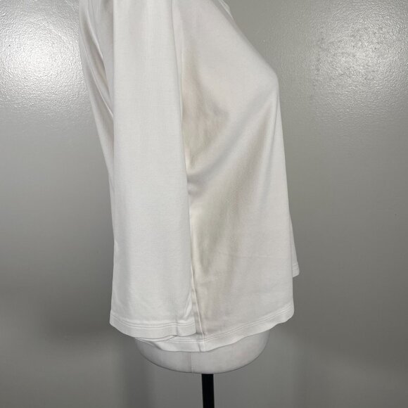 L.L. Bean T Shirt Top Women's Small Regular White Cotton Stretch V Neck Pullover - Picture 14 of 16